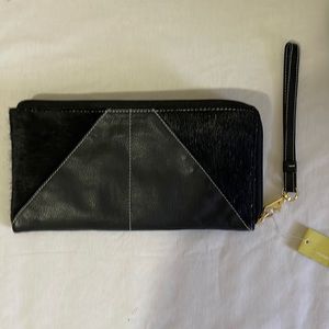 New Michael Rome Leather and Calfskin Wristlet
